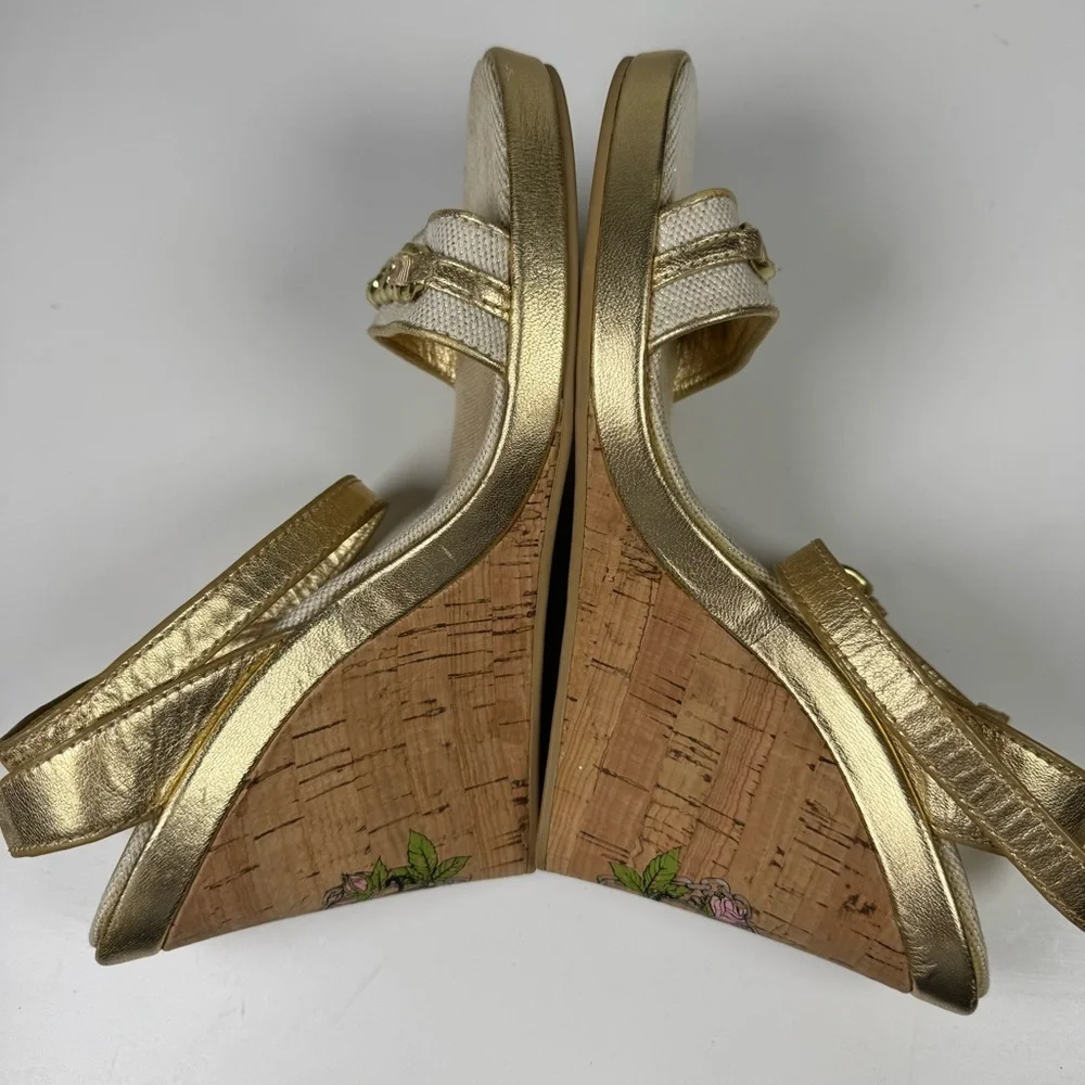 Coach Ellette Tattoo Cork Wedge Heel Sandals Rose Size 7.5 - Picture 8 of 11